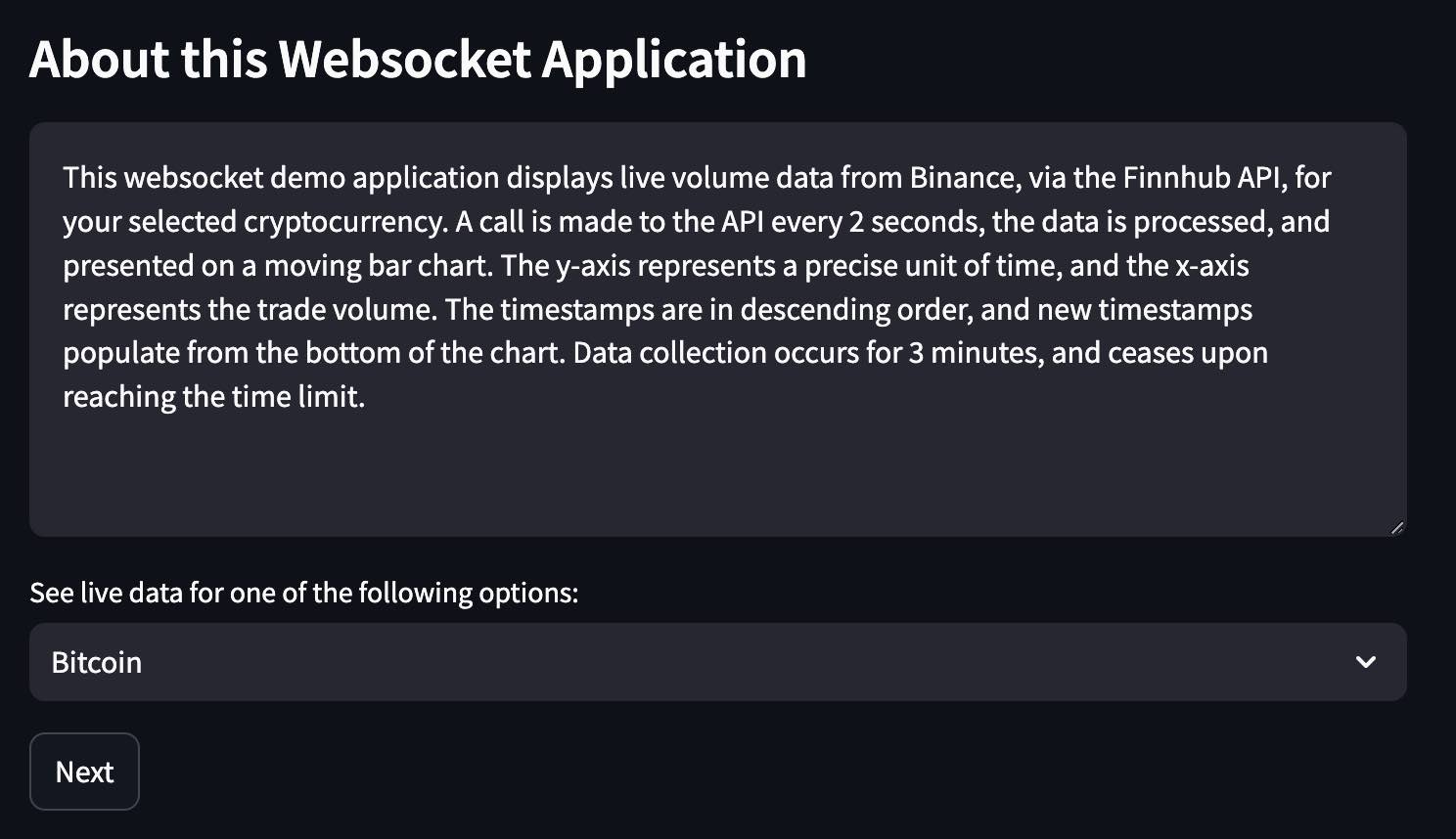 Landing page for the datafeed demo project